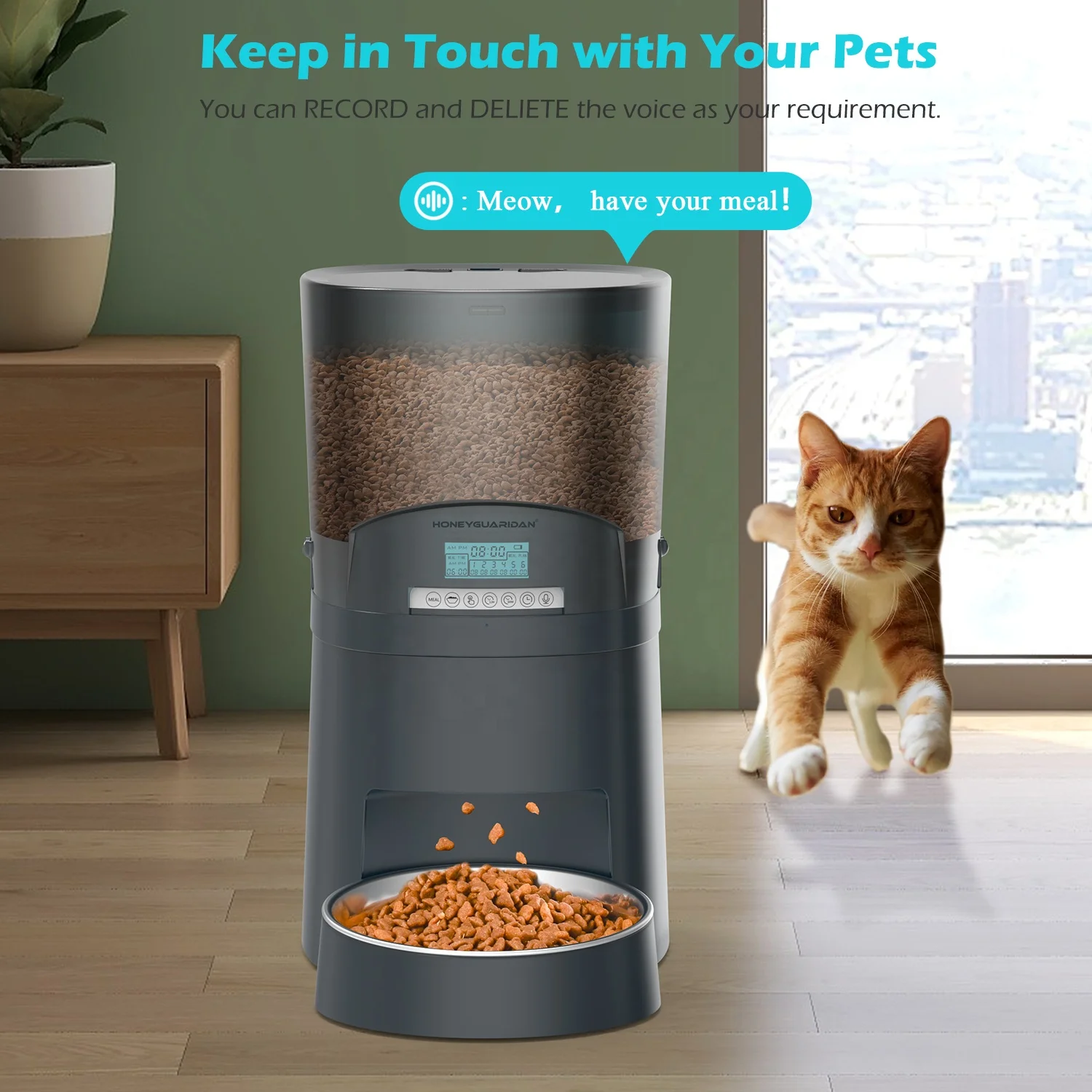 Mangeoire automatique intelligente pour animaux de compagnie, distributeur de nourriture pour chiens et chats, mangeoire pour animaux de compagnie avec capacité de 7L, vente en gros