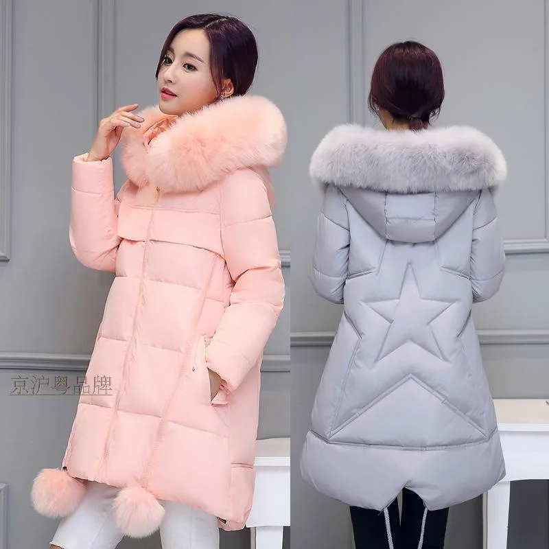 2022 Winter Cotton-Padded Women Korean Version Thickened Mid-Length Hooded A-Line Cloak-Type Padded Jacket