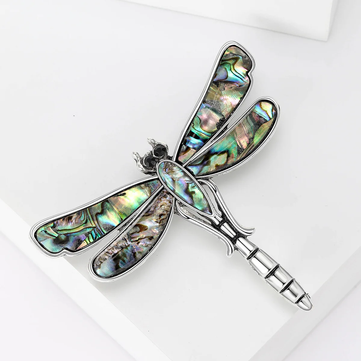 Wuli&baby Shell Dragonfly Brooches For Women Unisex Classic Flying Insects Party Causal Brooch Pins Gifts