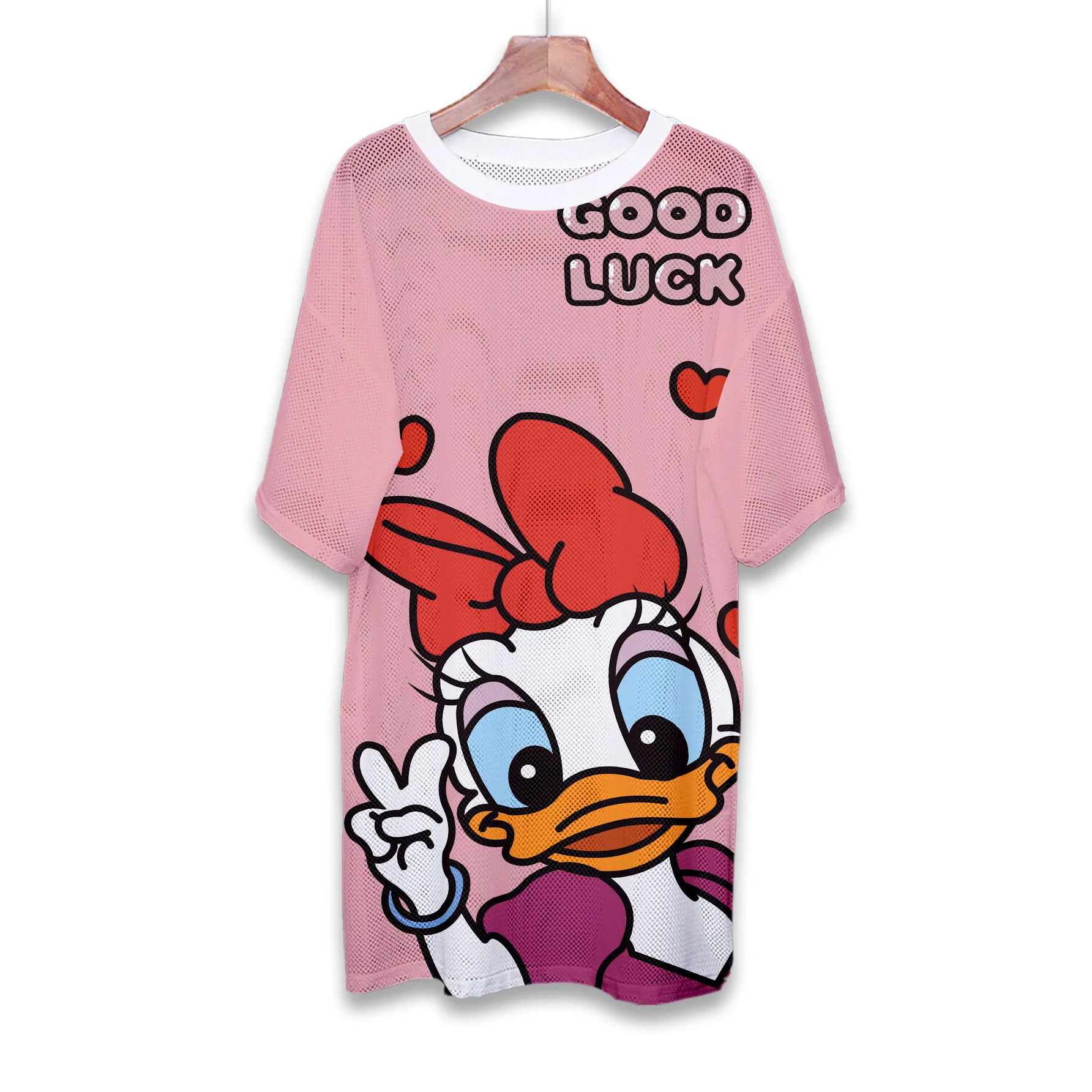 Donald Duck Daisy Nightdress Disney Cartoon Pajamas Loose Women\'s Short Sleeve Pajamas Mesh Breathable Comfortable Homewear