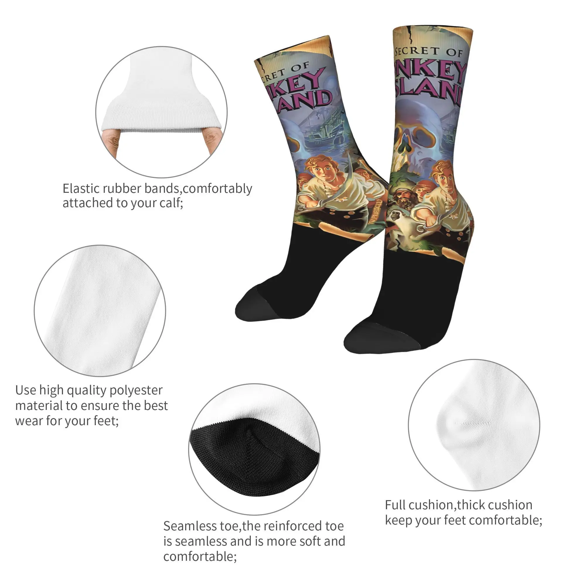 The Secret of Monkey Island 2 Crew Socks for Women Men All Season Pixel Games Cozy Middle Tube Socks Non-slip view 6