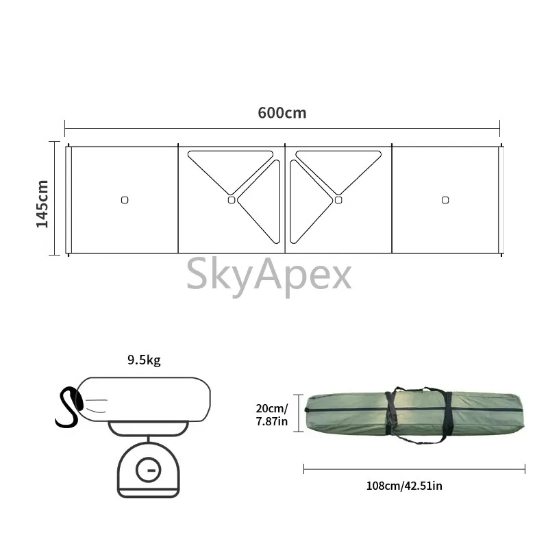 Outdoor UV Protection Weather-Resistant  Sun Shade for 6-8 People Single Privacy Screen Fiber Glass Steel Pole  For Camping Wind