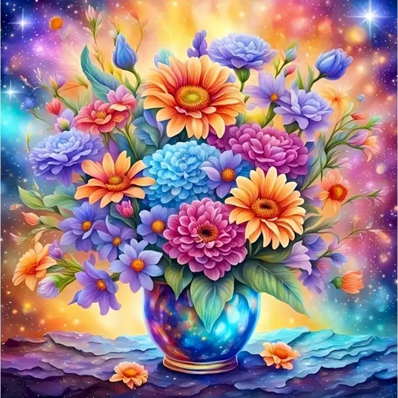 

SDOYUNO Chrysanthemum Diamond Mosaic Flower Acrylic Craft Supplies DIY Diamond Painting Cross Stitch Vase Home Wall Decor