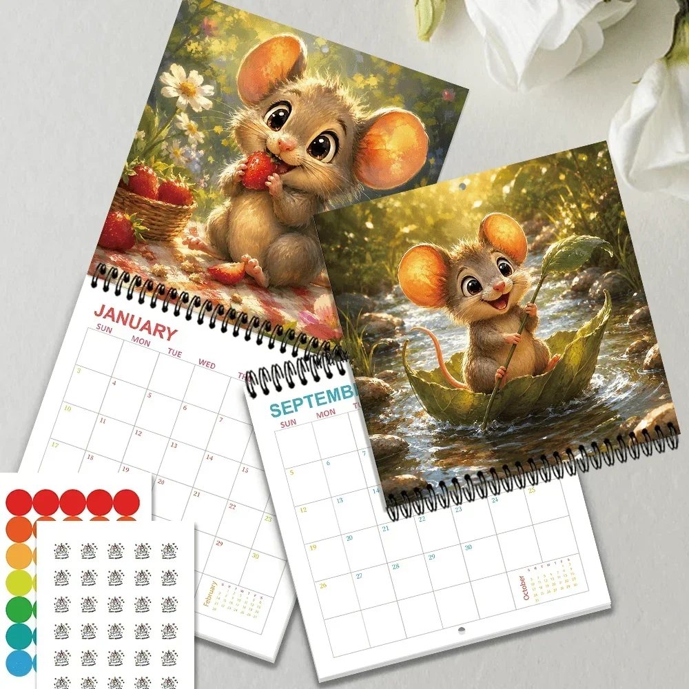 1pc 2027 Wall Calendar, Fairy Tale Mouse , 12-Month Monthly Planner, Perfect Gift For Back-to-School Season, Christmas, New Year