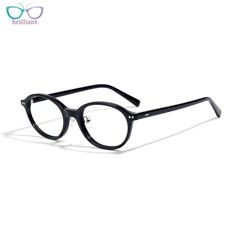 2025 Retro Black Men Women New Glasses Frames Fashion Bookworm Oval Small Frame Acetate Myopia Optical Anti Blue Light Eyeglass