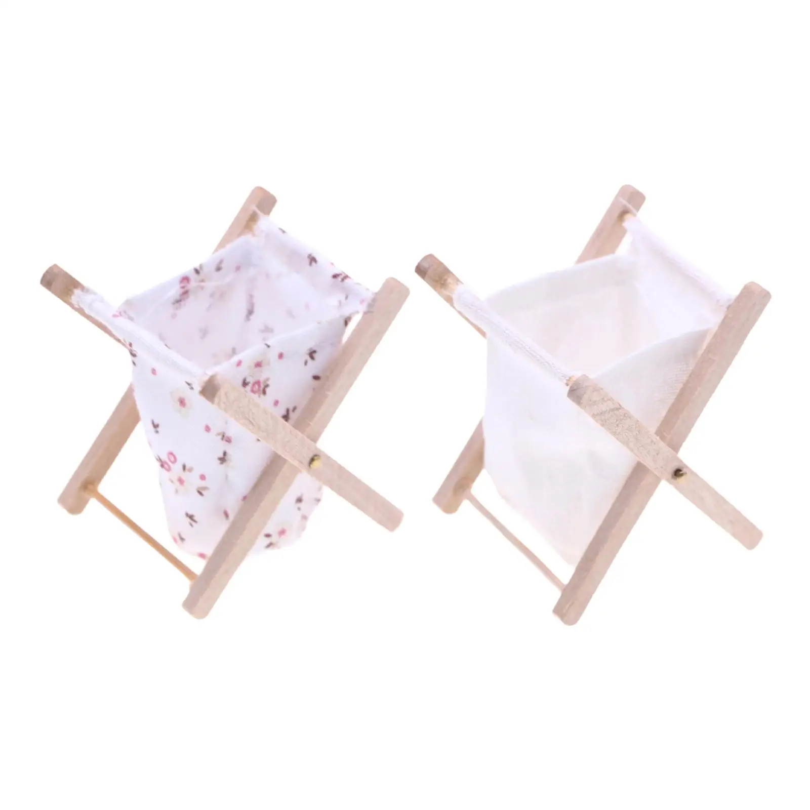 1:12 Dollhouse Laundry Basket Wooden Furniture for Dollhouse Balcony Garden