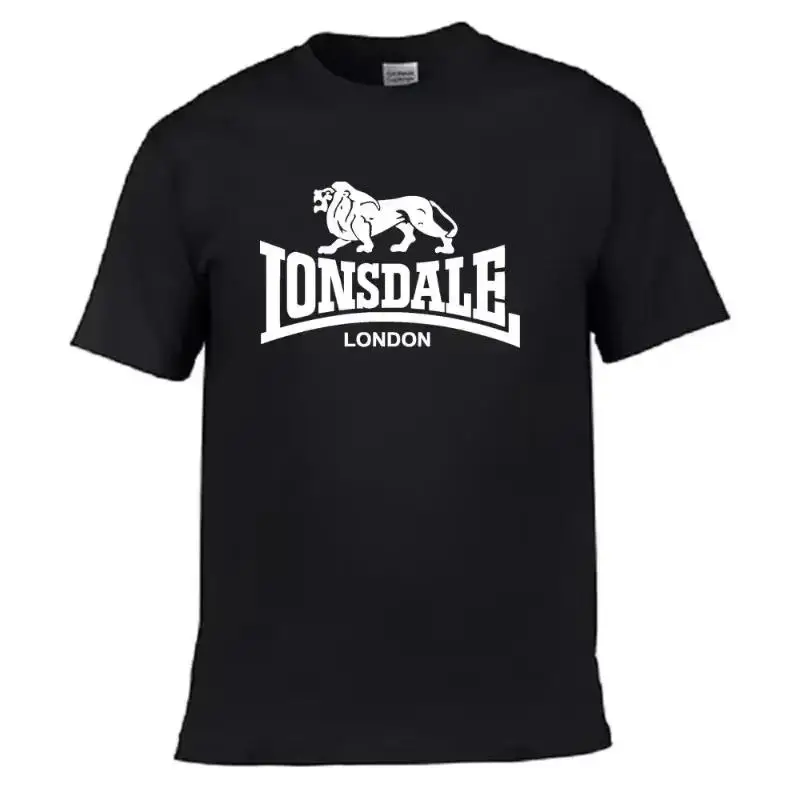Herren-T-Shirt mit Löwen-Lonsdale-Print, kurzärmelig, locker und bequem, aus reiner Baumwolle, Street-Style, Oversize-Herrenkleidung für den Sommer – Detail 4