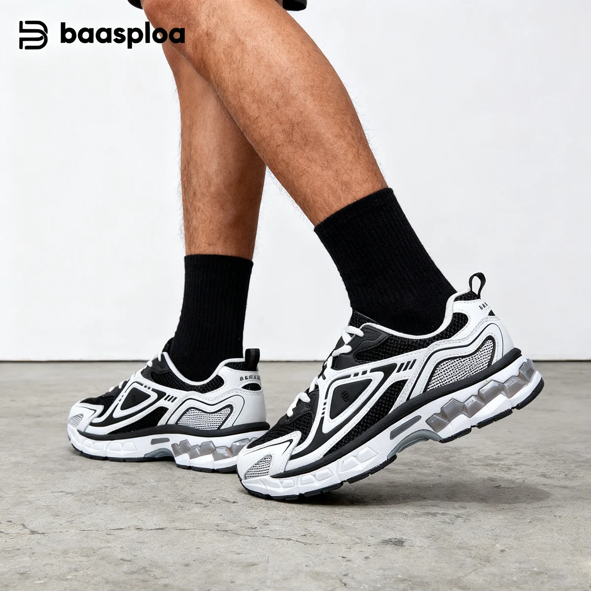 

Baasploa Men Sport Shoes Mesh Breathable Retro Running Shoes Fashion Classics Comfort Casual Sneakers Male Lace-up New Arrival