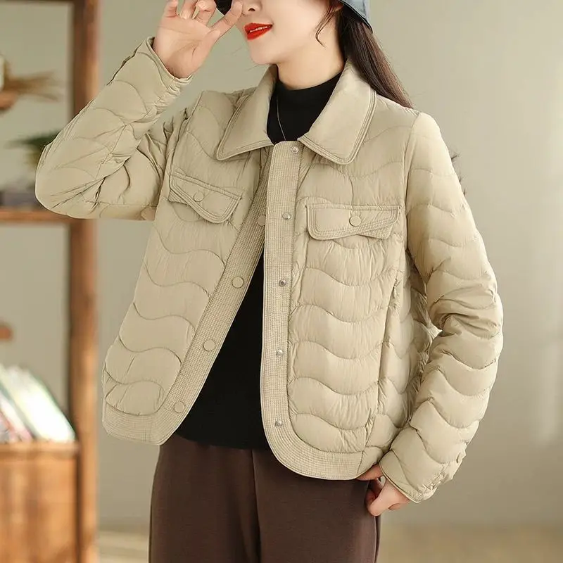 

Warm Loose Parka Coat Polyester Short Jacket Woman Solid Button Windbreaker Winter Women's Casual Cotton Jackets Padded