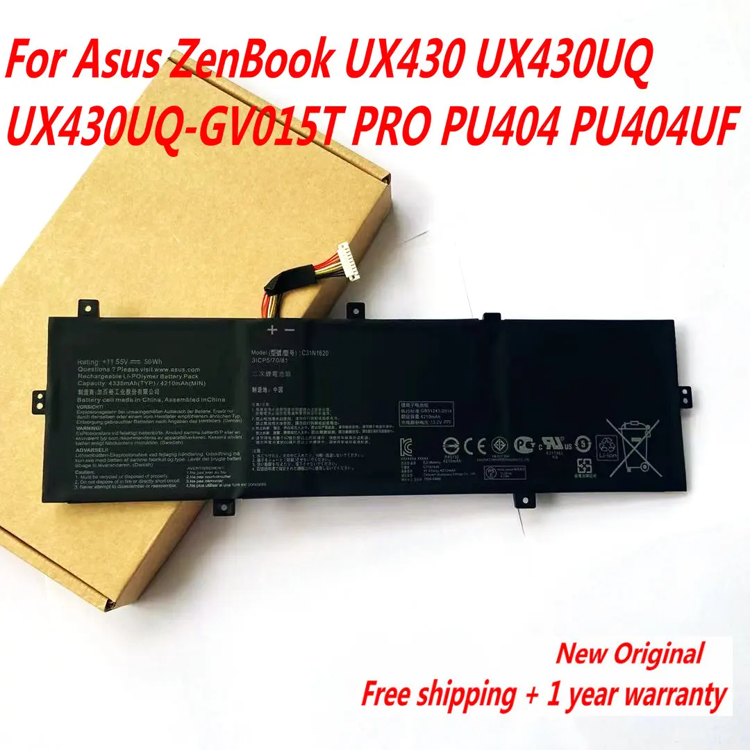 NEW C31N1620 Laptop Battery For Asus ZenBook UX430 UX430UQ UX430UQ-GV015T PRO PU404 PU404UF C31N1620 11.55V 50WH