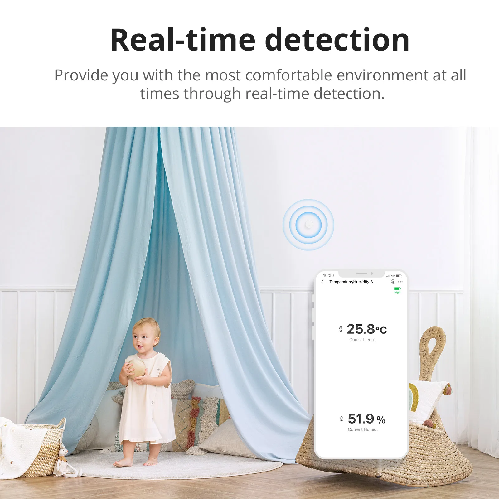 Woolley ZigBee Smart Temperature and Humidity Sensor Smart Home Indoor Hygrometer Real-Time Monitor Alexa Google Voice Control