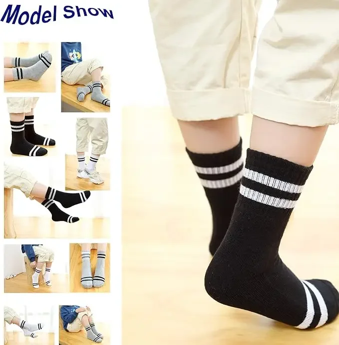 Oohmy Boys Girls Athletic Ankle Socks Terry-loop Cushion Warm Autumn Winter Combed Cotton Socks Shoe children stocking