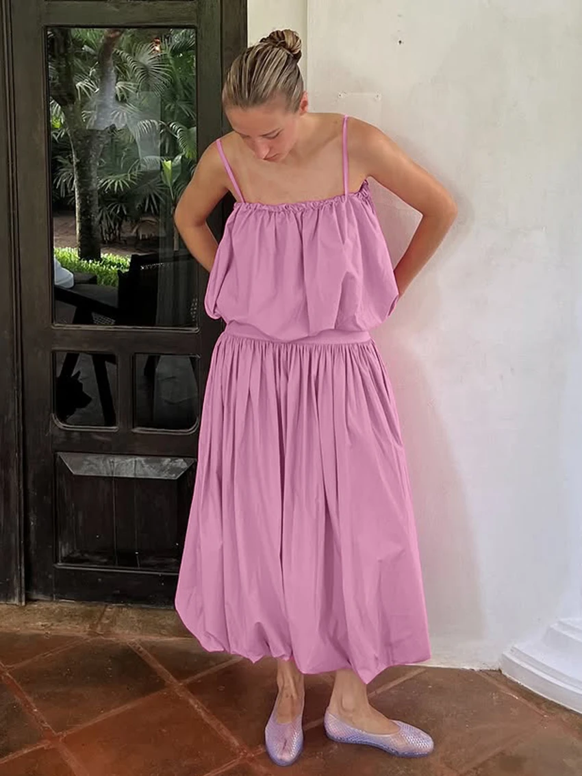 

Marthaqiqi Cotton Women Nightwear Set Spaghetti Strap Sleepwear Sleeveless Pajamas Tank Top Nightie Long Skirts Nightgowns Suit