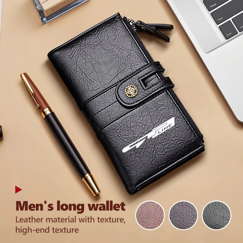 Мужская длинная сумка, винтажный кожаный кошелек на молнии, мужской кошелек для KIA gt gtline Xline ceed Forte RIO STINGER Seltos K3 K4 Мужская длинная сумка, винтажный кожаный кошелек на молнии, мужской кошелек для KIA gt gtline Xline ceed Forte RIO STINGER Seltos K3 K4