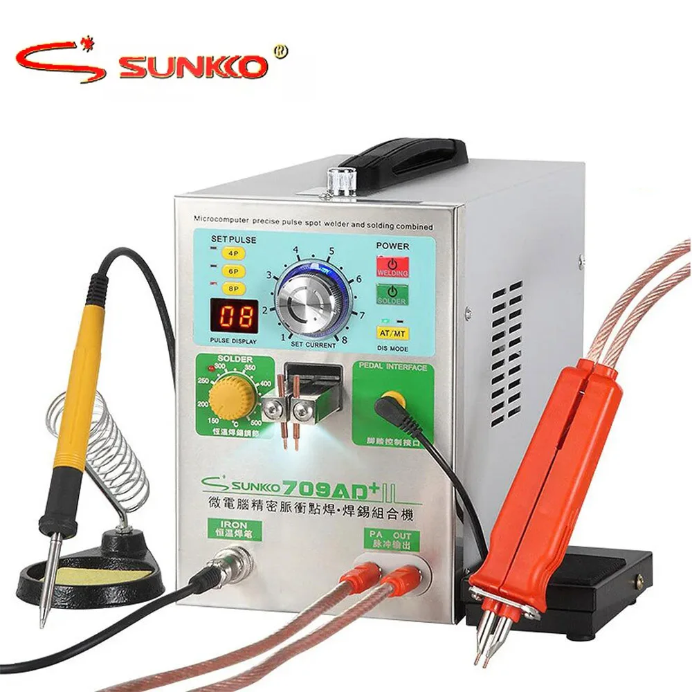 sunkko spot soldador com caneta de solda a ponto pulso automatico 709ad mais 32kw 18650 bateria 110v 220v equipamento de soldador 01