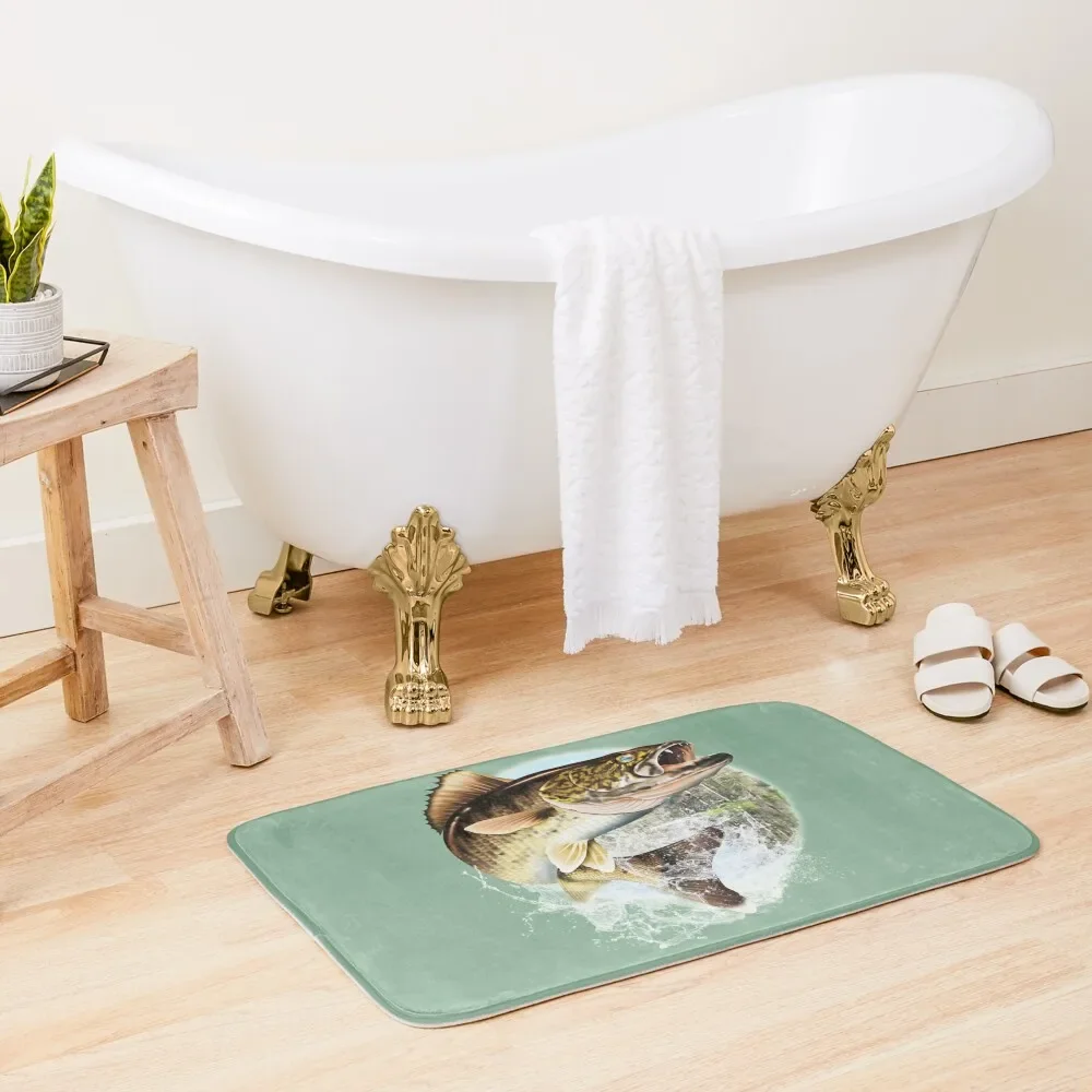 

Mary Tracy - Jumping Walleye Bath Mat DoorFor Entrance Door Carpet For Shower Mat