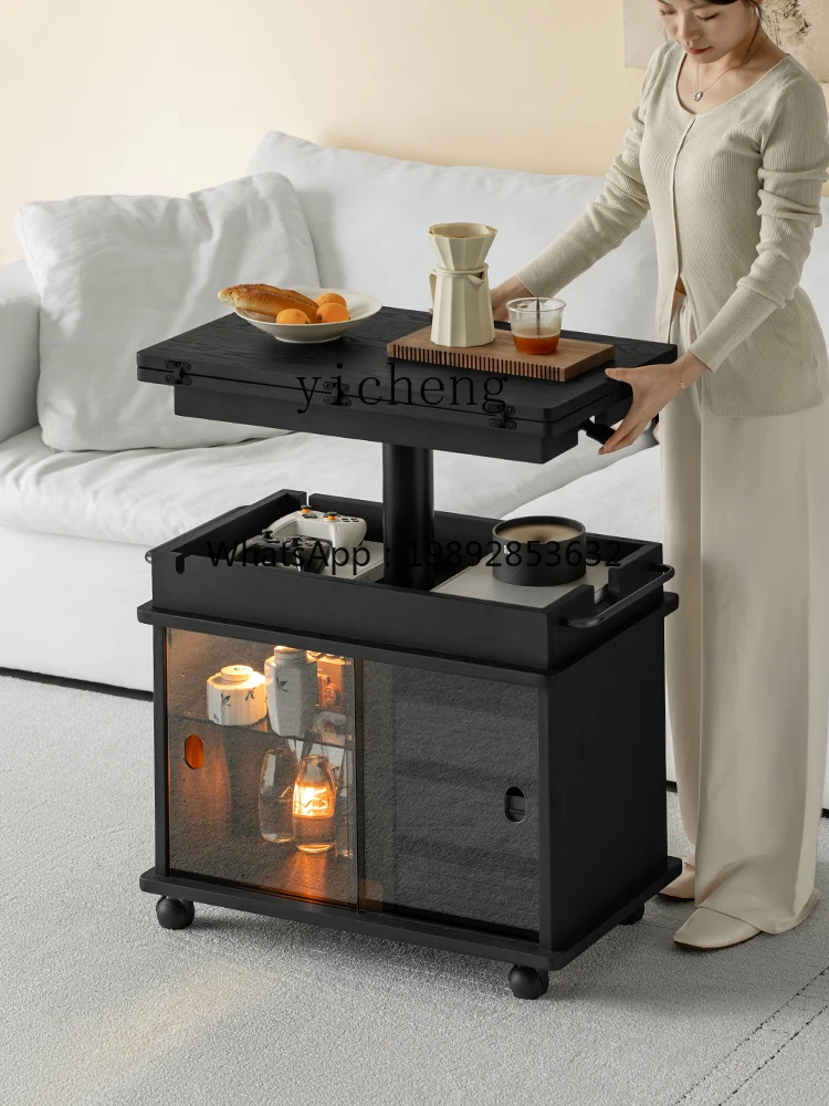 5CJ furniture self-adaptive lifting coffee table solid wood folding modern simple trolley bedroom living room movable