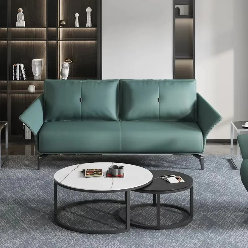 

Light Luxury Office Furniture Multifunctional Set with Wide Armrests Light Green Reception and Public Area Sofa