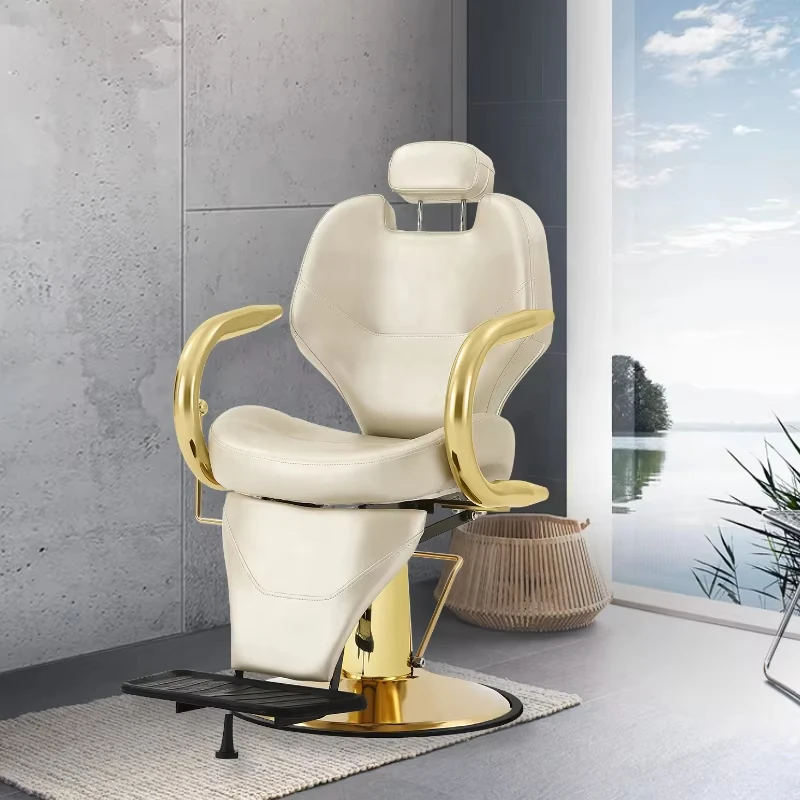 Iron Chromed Aluminium Alloy Barber Hairdressing Chair Professional Folding Lifting Barber Chair With Large Hydraulic Pump