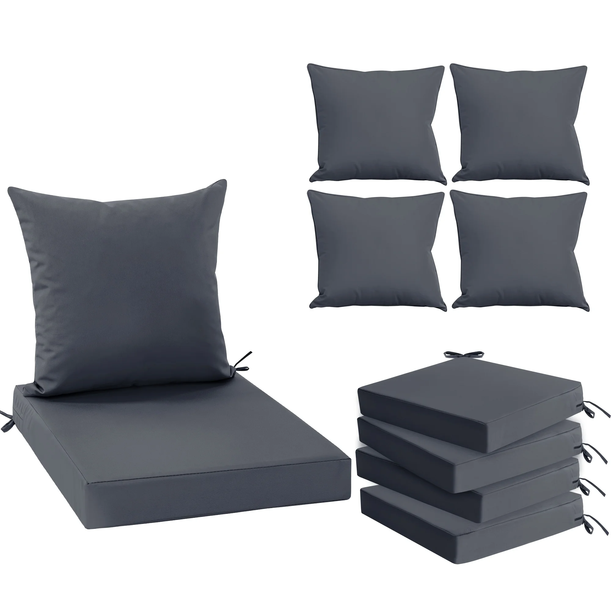 

4pcs Outdoor Deep Seat Cushions with Back Cushions, Waterproof Fade Resistant Patio Replacement Set with Hidden Zipper, for Pool Deck Lawn, Seat 19x19x3 Inch & Back 19x17 Inch, Navy
