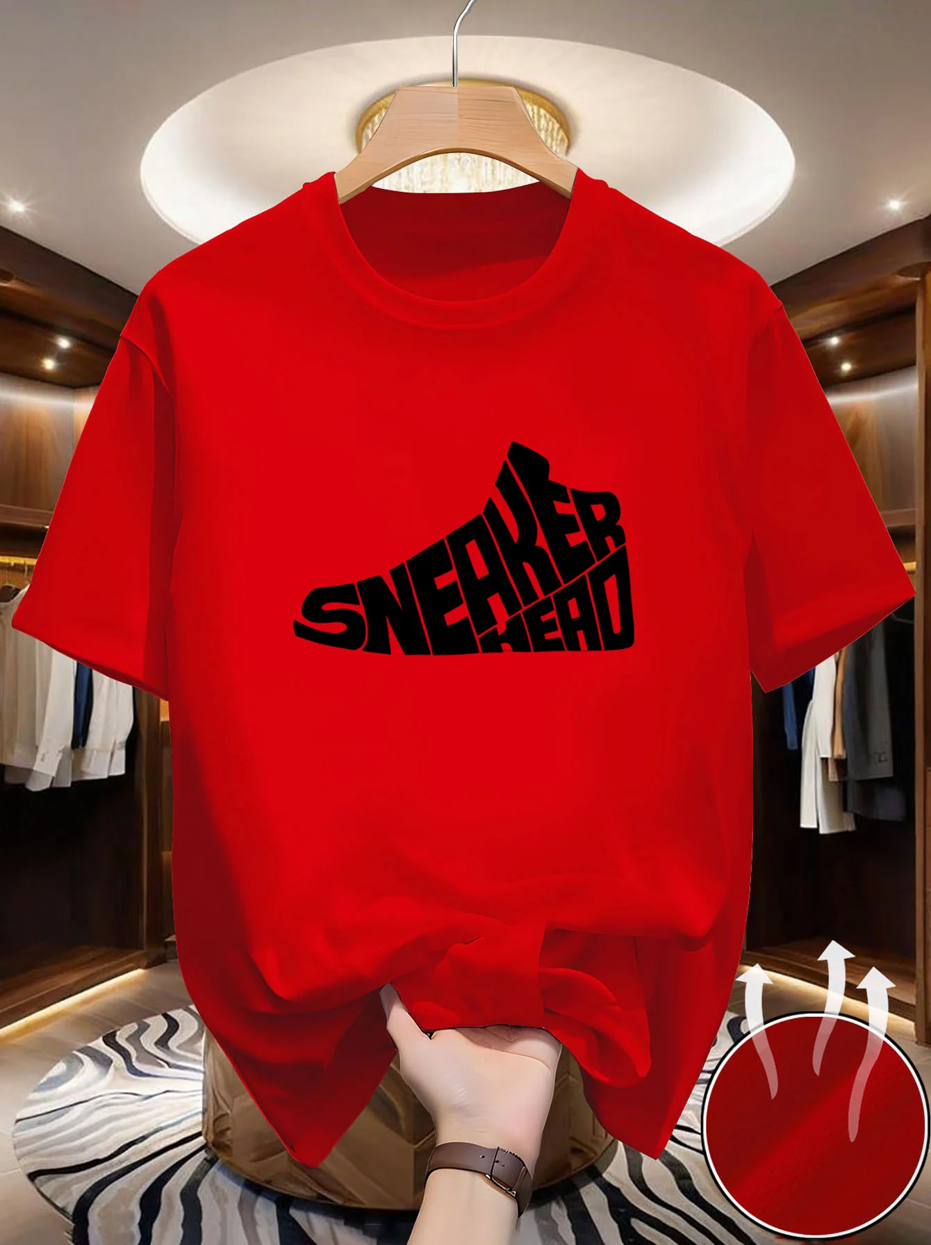 Single men's round-neck short-sleeved T-shirt. Elegant and unique style. Loose and naturally fitted. Suitable for daily wear. Ca