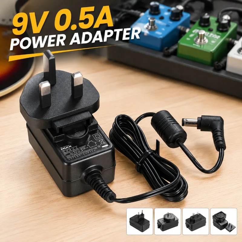 DC 9V 0.5A Power Adapter US Plug 100~240V Input Electric Guitar Effect Stompbox Converter Musical Pedalboard Energy Fixture