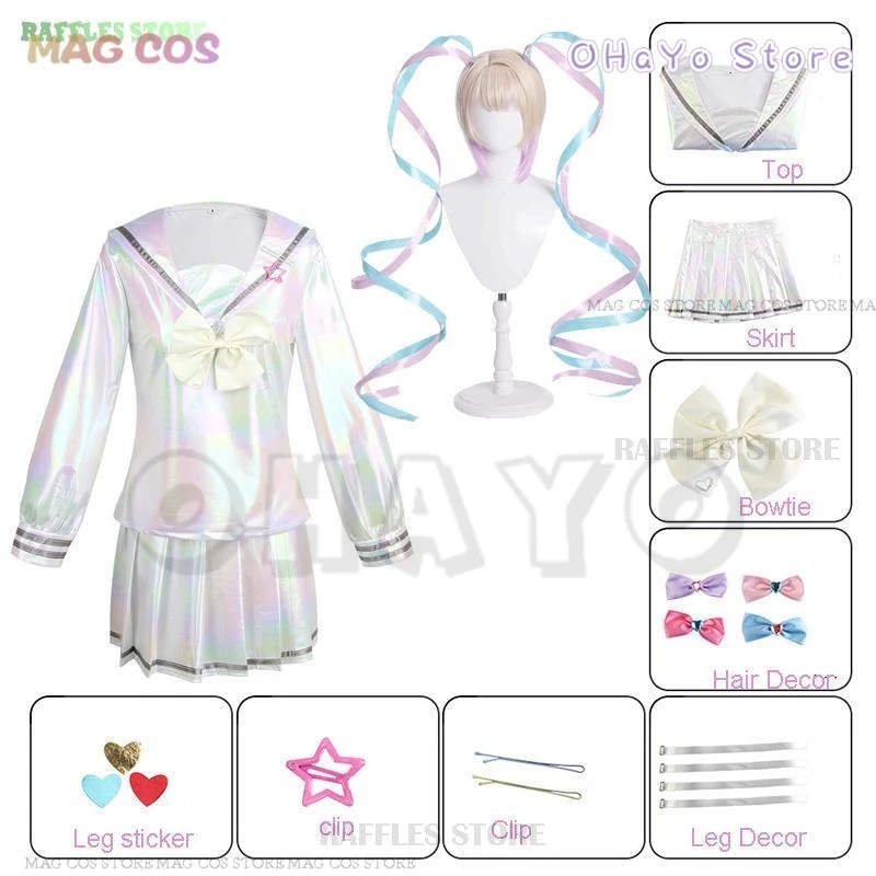 NEEDY MEISJE OVERDOSIS KAngel Cosplay Kostuum Lolita Schoenen Jas Rok Uniform Pruik Hallowmas Bikini COS Laser Rokken Lint Pruik