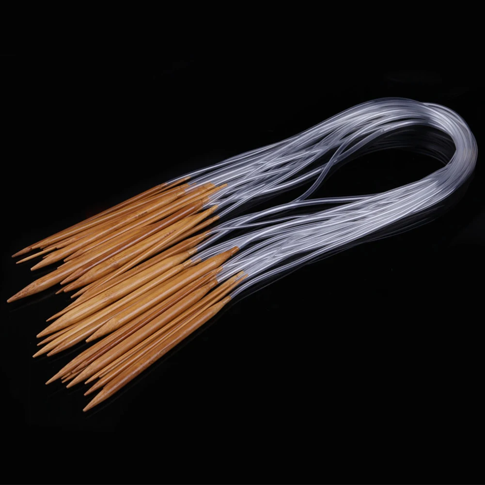 

Circular Knitting Needles Multiple Sizes 18pcs Knitting Crochet Smooth Wave Bamboo Needles for Weave Sweater Gloves