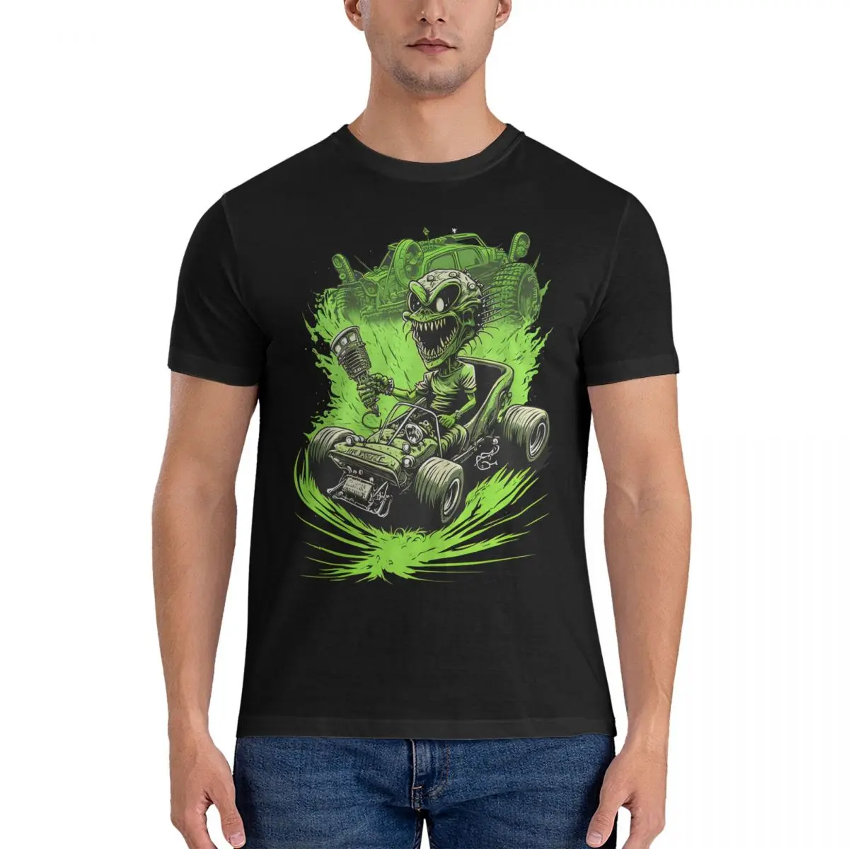 Men's Green Speed Zombie T Shirts Speed buggy Cotton Clothes Vintage Short Sleeve Crewneck Tee Shirt Gift Idea T-Shirt