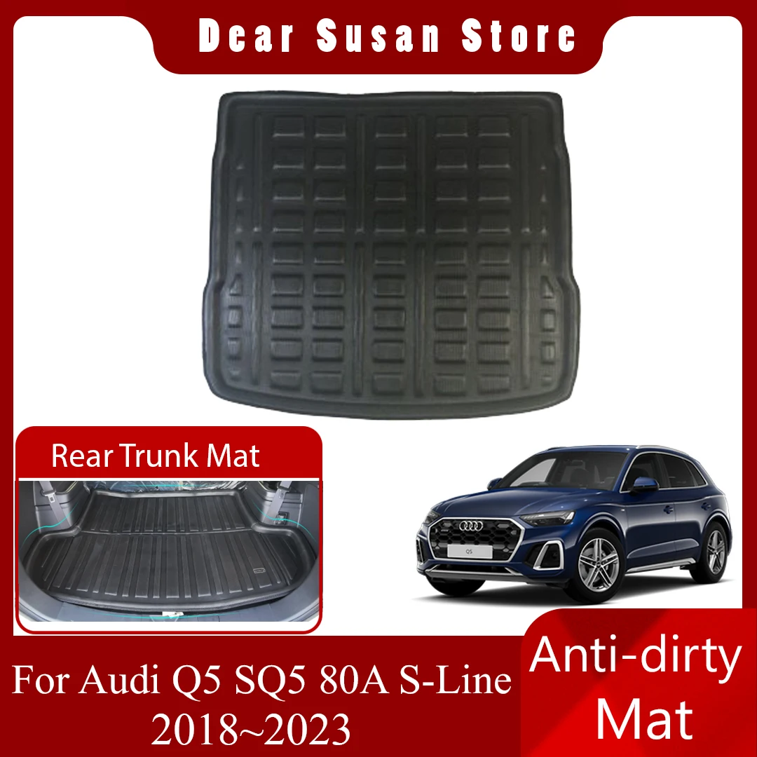 Car Rear Trunk Mat For Audi Q5 SQ5 80A S-Line Sportback 2018~2023 Tray Waterproof Pad Space Boot Carg Liner Cover Accessories