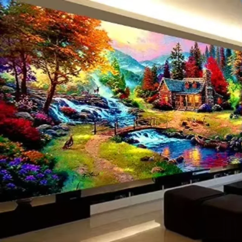 Large Size 5D Diamond Painting European Landscape House Art Painting Embroidery Living Room Bedroom Home Decoration DIY Gift