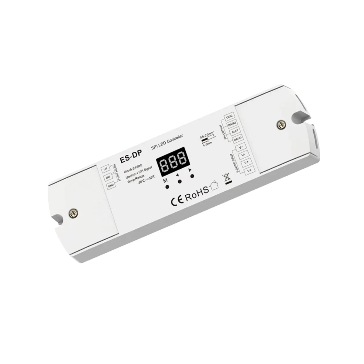 5-24VDC Stair Light Controller Dual Push Button SPI Controller Dimmer ES-DP for WS2811 2812 SK9822 RGB or White Light LED Strip