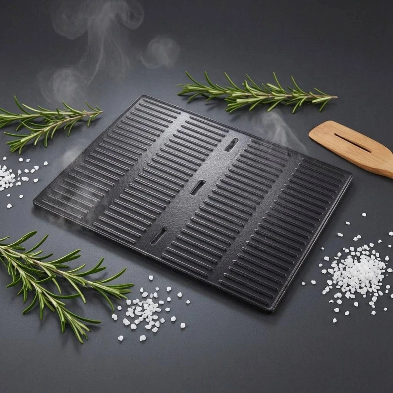 Cast Iron Grill Plate Raised Ridges Ribbed Grill Plate Cookware Rectangular Cooking Gear Slim Design for Barbecue view 2