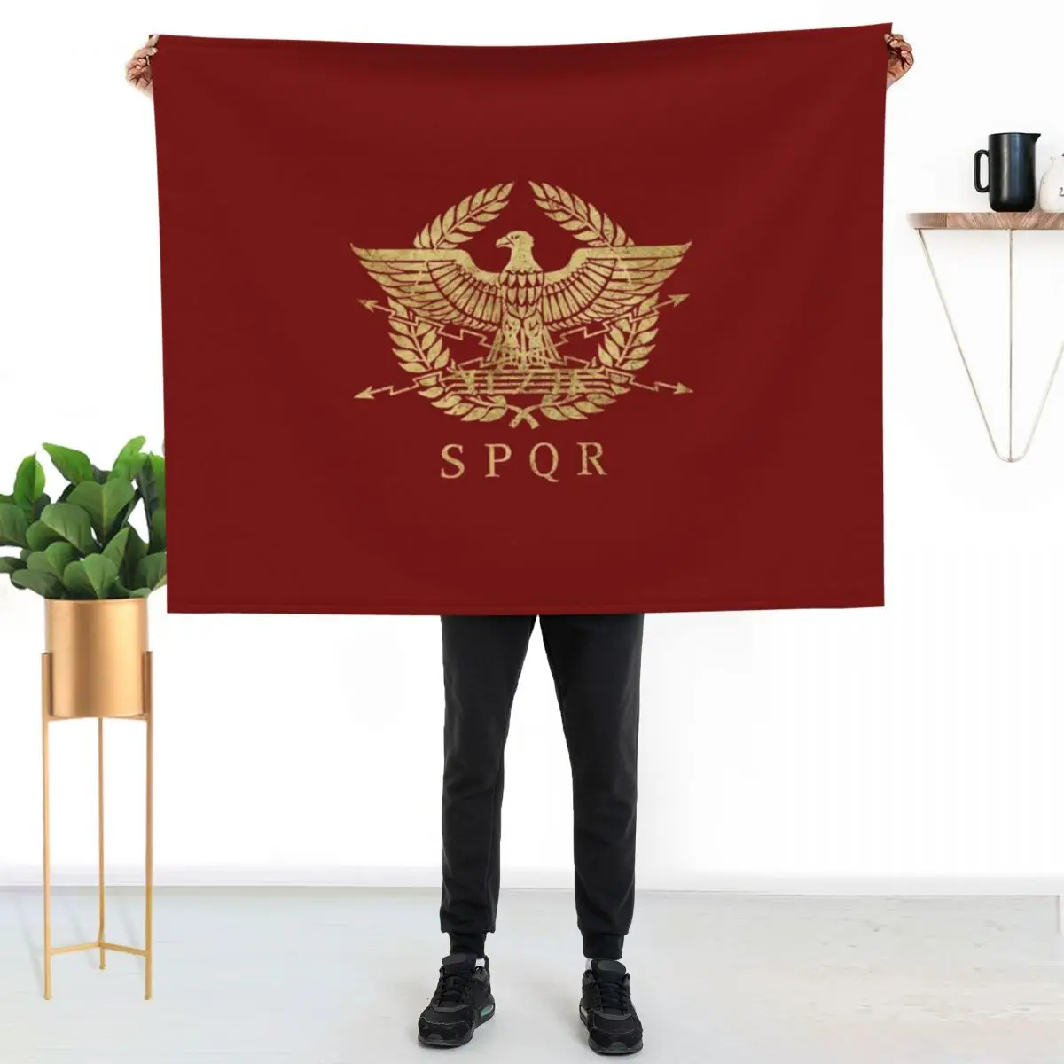 Roman Empire Emblem V01 Throw Blanket Multi Use Warm Blanket for Living Room Bedroom