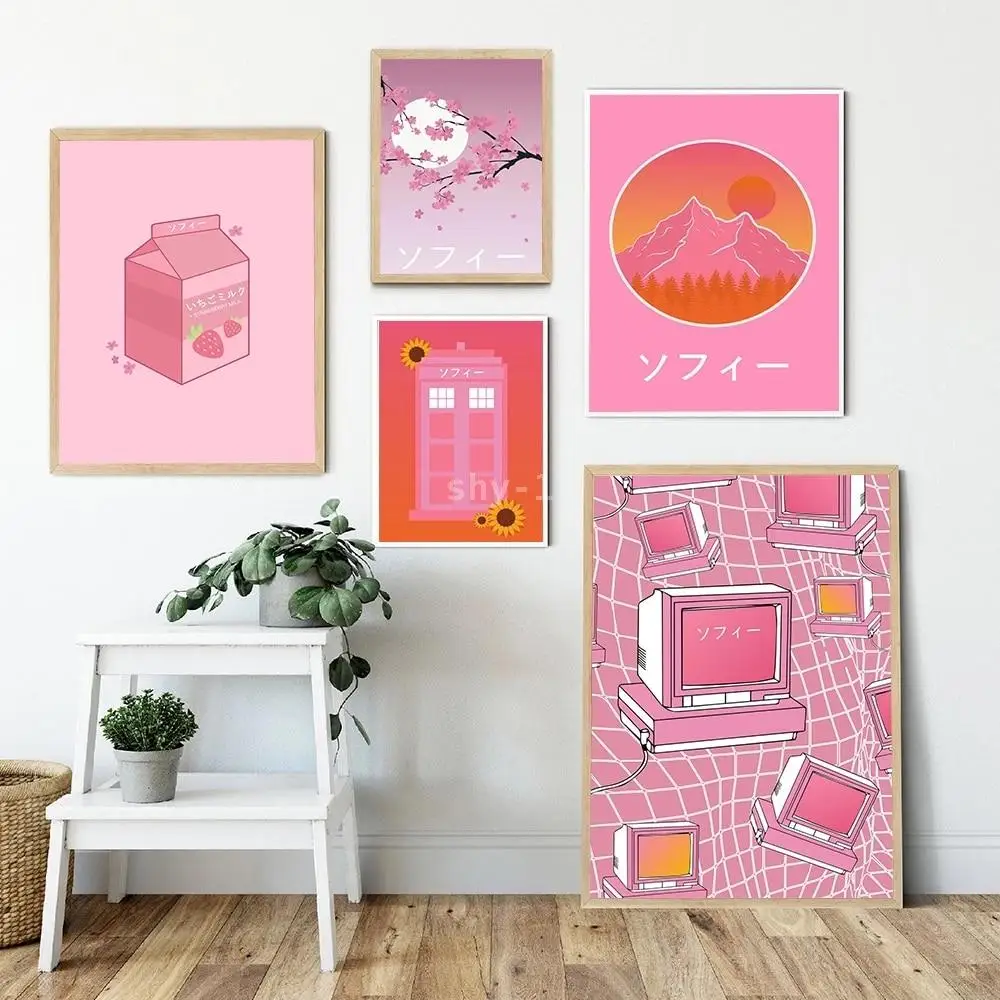 Gamer Girl Room Decor  Vintage Pink Gamepad Canvas Wall Art Poster for Kids  Teens