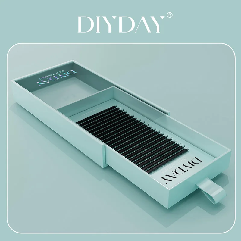 DIYDAY 16 filas de pestañas clásicas individuales, postizas naturales de mink, curvatura B C CC D DD, suministros para extensión de pestañas 2
