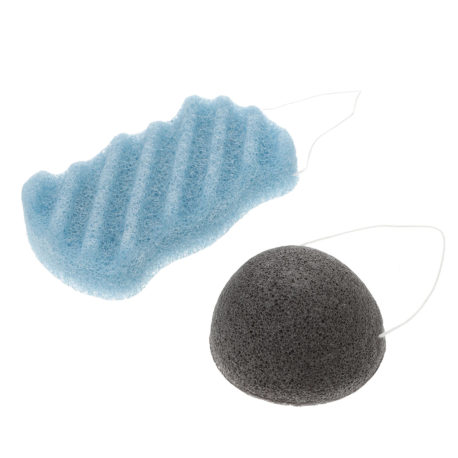 Conjunto de esponja de carvão de bambu konjac, 2 peças, limpeza profunda, esfoliante, corpo, cuidados com a pele facial, ferramenta de banho para chuveiro diário