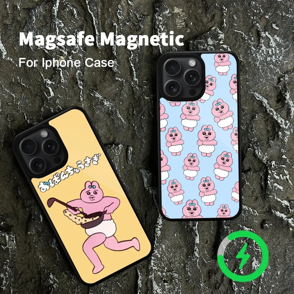 Cartoon Opanchus U-Usagi Phone Case For iPhone 15 14 13 12 11 Pro Max Plus Magsafe Magnetic Wireless Charging Cover