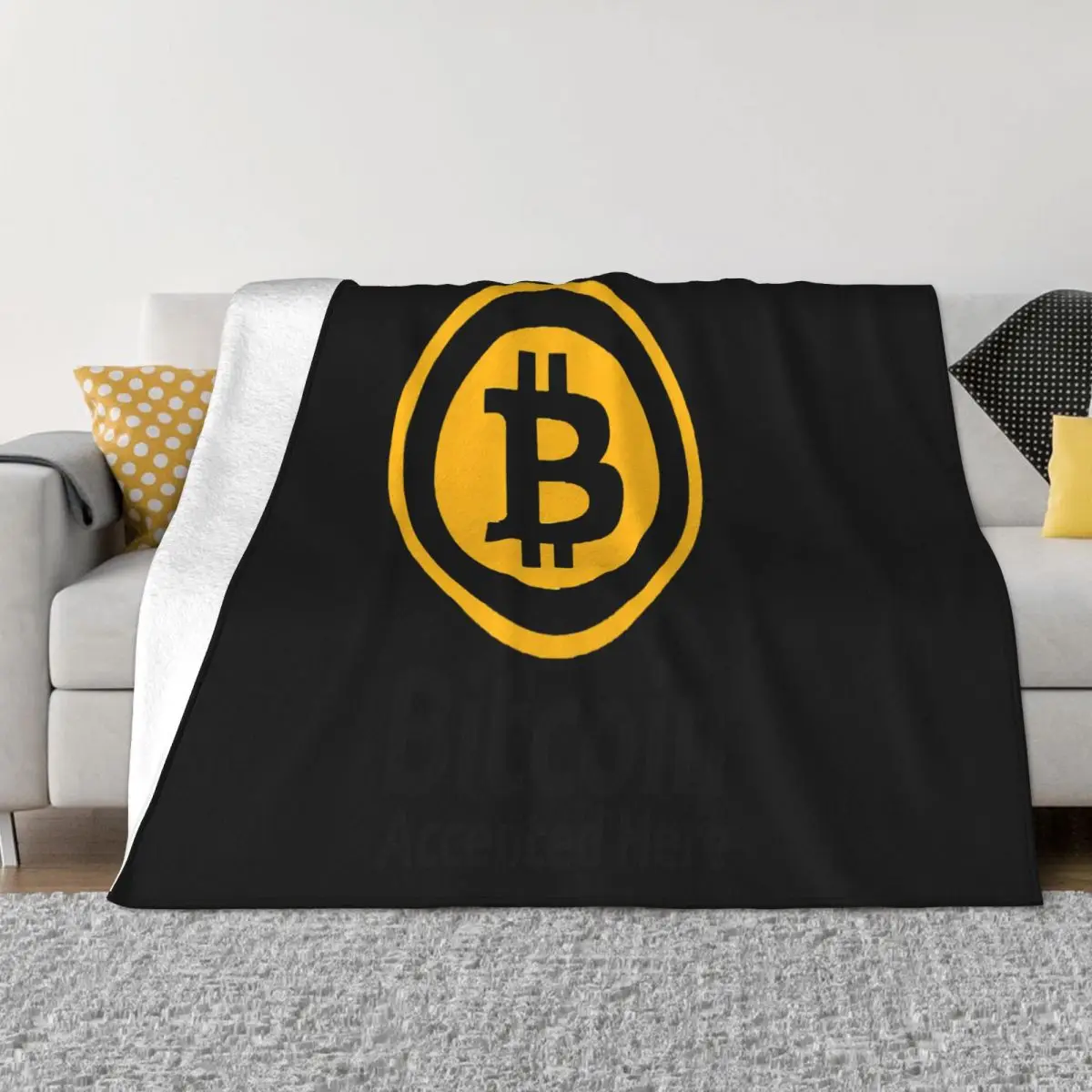 Bitcoin Accepted Here Crypto Currency Mug Btc White Women Men Streetwear Dj Casual Hot Boy Rap Punk Throw Blanket