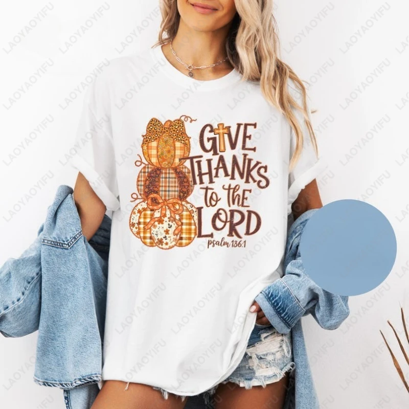 كريستيان يسوع الصليب الخريف تعطي شكرا الرب القمم شاكرين ممتن ليوبارد اليقطين الموسم القطن التي شيرت الرجال النساء الإيمان تيز