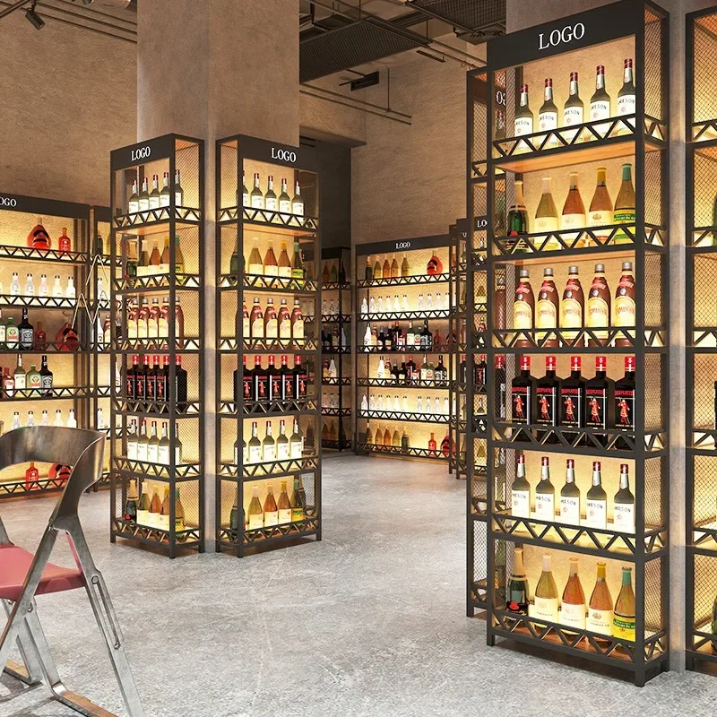 Bar counter hanging wine creative wall-mounted storage new industrial-style floor-standing cabinet, wine glass rack