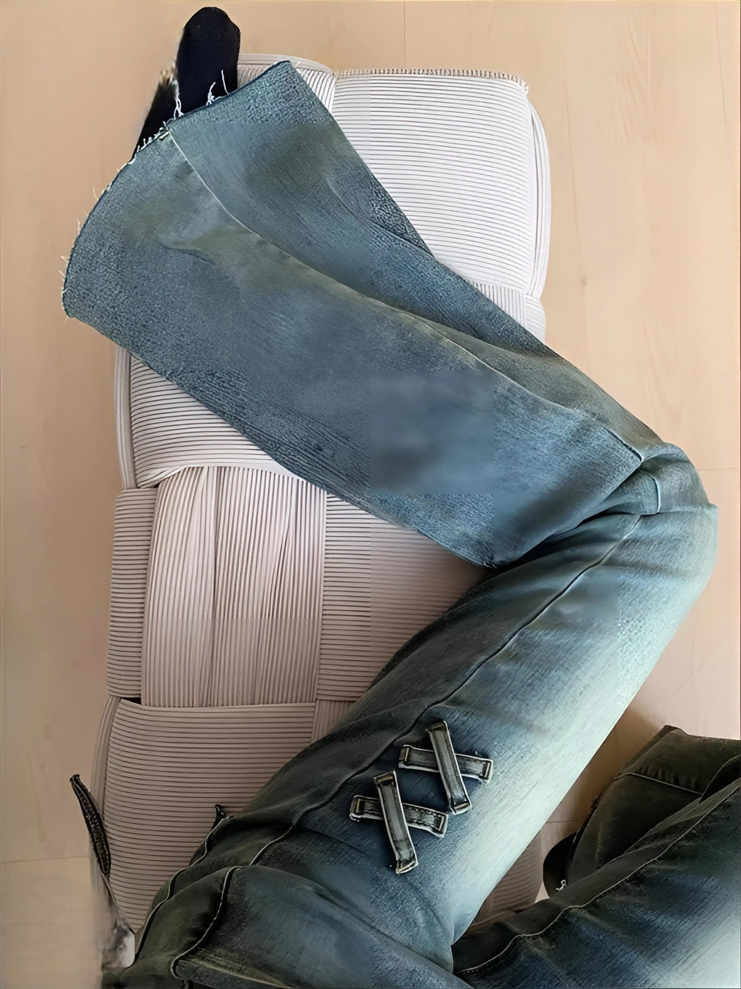 Bootcut Jeans Y2K Plus Size Dames Patchwork Boyfriend Skater Gothic Origineel Perfect Lang Haremstijl Licht trekkoord Comfortabel Ins