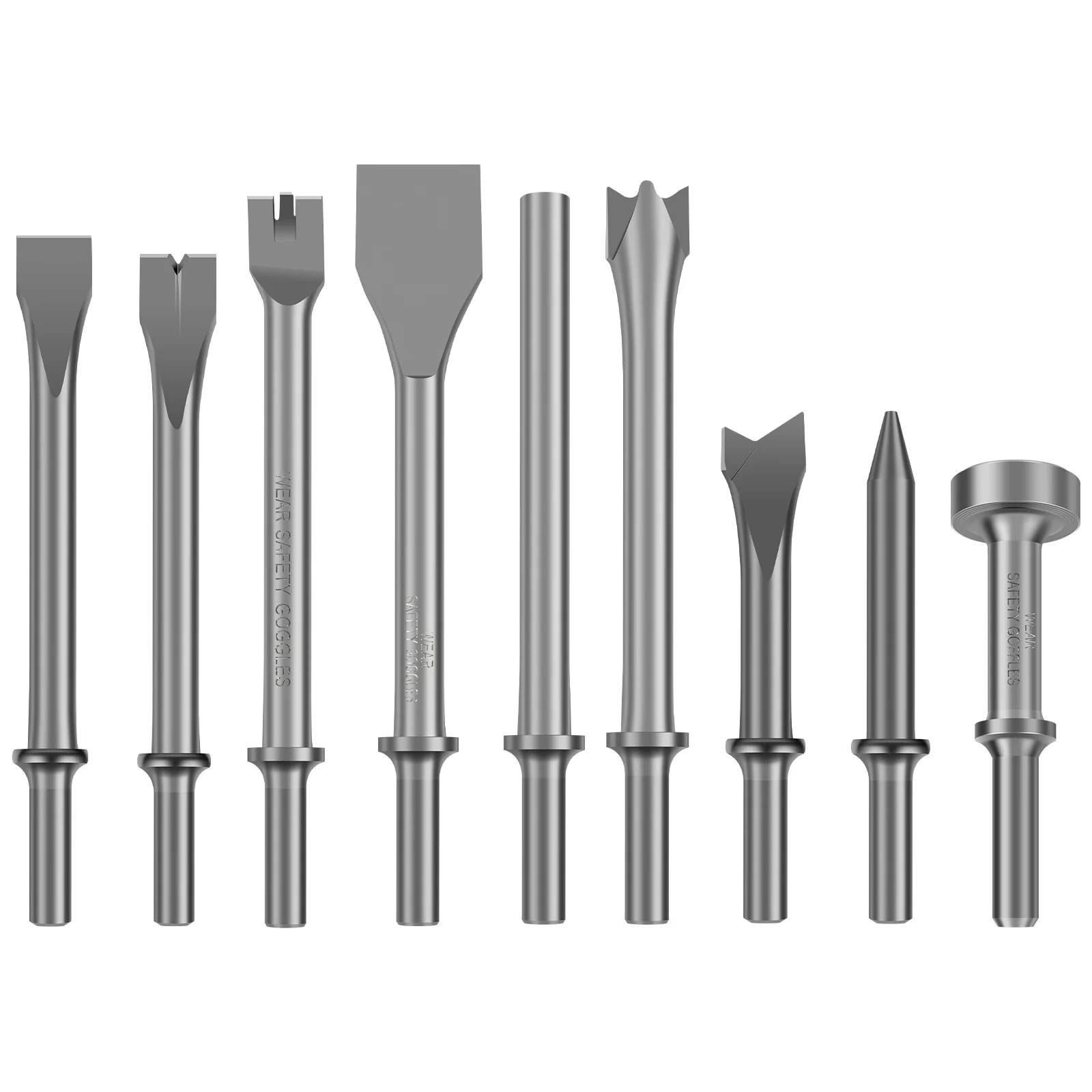 9Pcs Metal Air Hammer Bits Set for Rust Removal Drilling Sturdy Pneumatic Chisel Set Versatile Air Chisel Bits for Tile Masonry