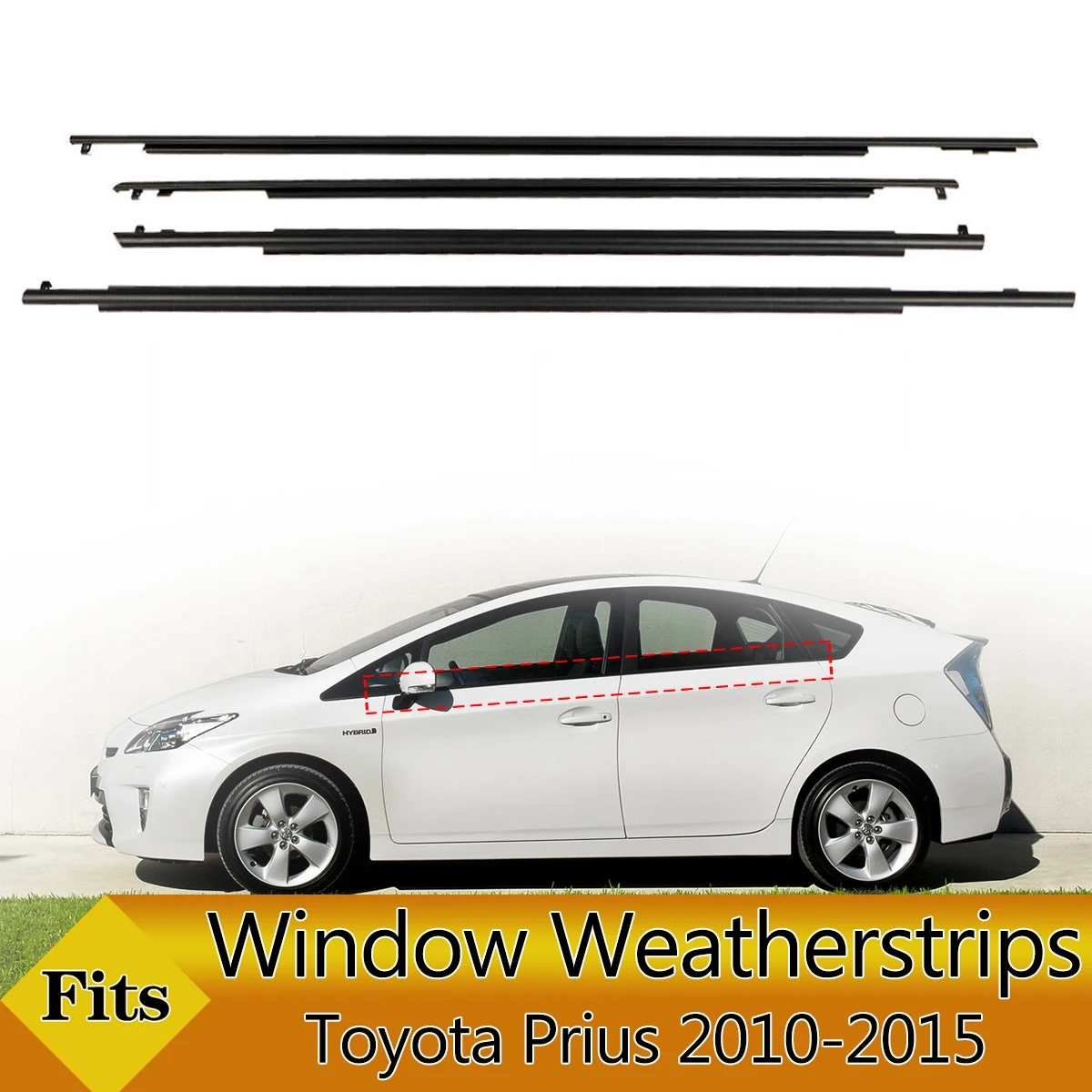 4 Stuks Auto Buitenste Ramen Rubber Tochtstrip Waterdichte Drukstrip Afdichting Riem Moulding Trim Voor Toyota Prius 2010-2015