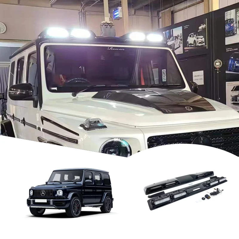Bright Black Car Front Spoiler Light With 4pcs LED Roof Light for G550 G500 G65 B-Style G-Wagon 2019-2024  for Part