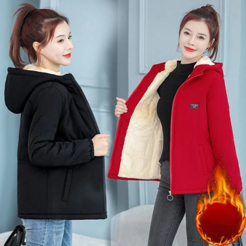 Fleece Jackets Autumn Winter Women Clothing Cold Parka Warm Thick Zipper Sweatshirt Cotton Coat Long Sleeve Windbreaker New