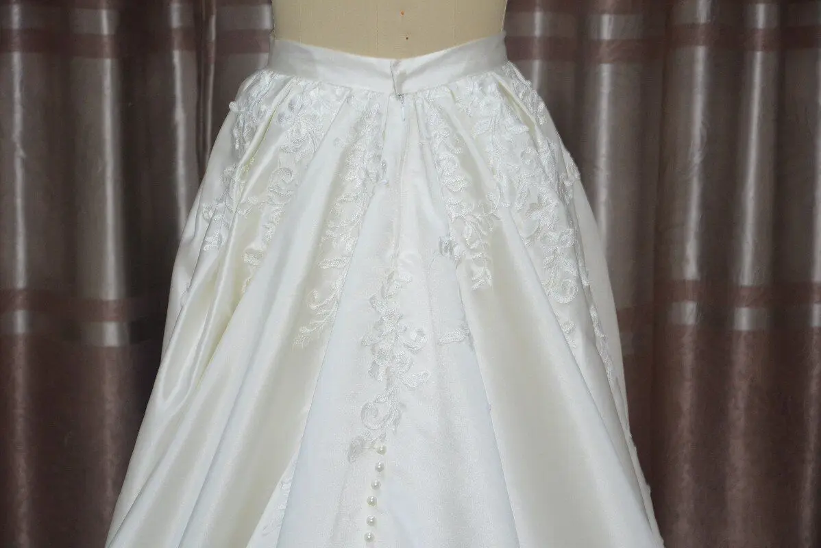 Falda larga de satén para vestido de novia, falda extraíble, tren desmontable, accesorios de boda, tamaño personalizado, 200cm