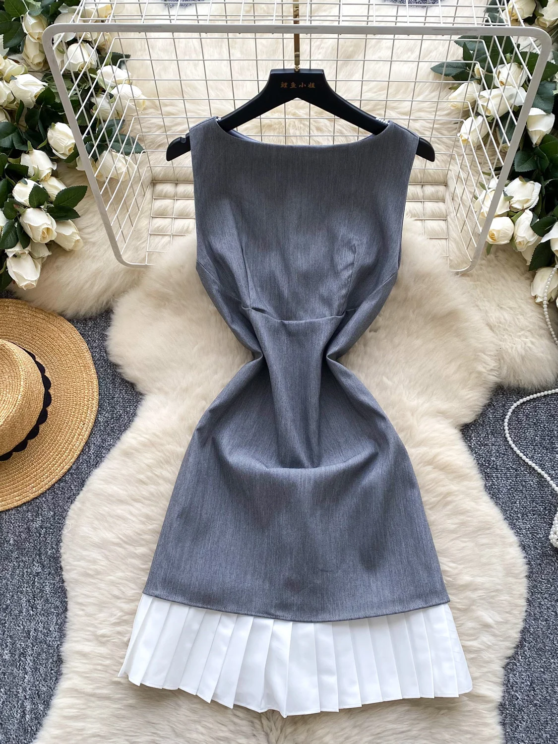 Ele High-Waisted A-Line  Dr Women's Summer Svel Color Blo Design Slimming Beautiful ort Skirt Korean Sle