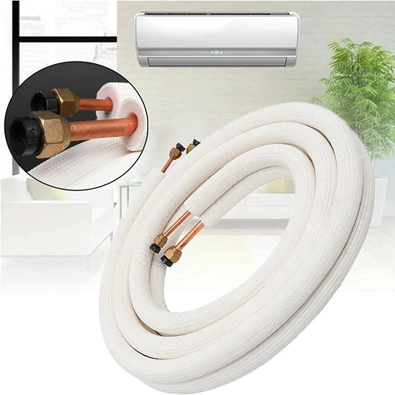 3Meter Air Conditioner Pair Coil Tube 1/4In 3/8In Insulated Copper Line Wire Set Air Conditioner Parts Refrigerant Tube