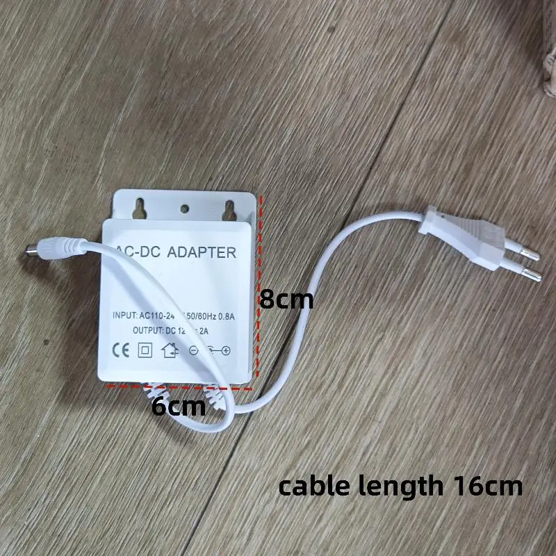 1 sztuka wodoodpornego zasilacza 12V 2A z wtyczką EU do kamer CCTV, kamer AHD, NVR, DVR – wejście AC100V–240V